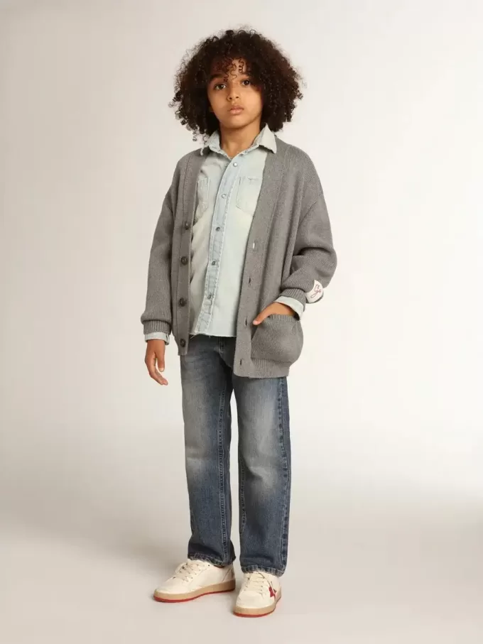 Jeans elasticizzati da bambino in denim blu
