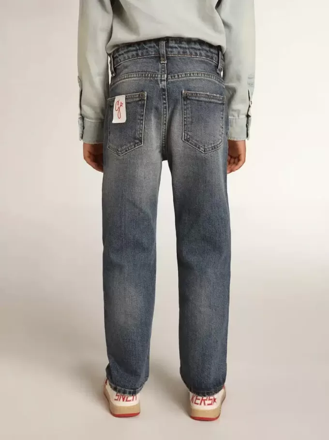 Jeans elasticizzati da bambino in denim blu