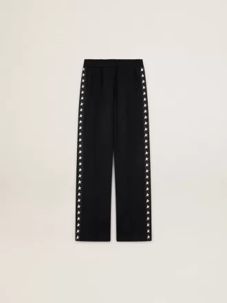 Joggers da donna neri con stelle bianche sui lati