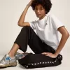 Joggers da donna neri con stelle bianche sui lati Joggers da donna neri con stelle bianche sui lati