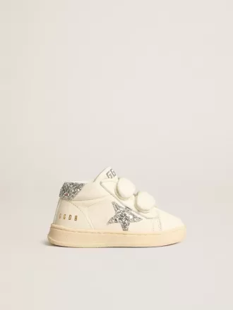 June in pelle nappa con stella glitterata argento e linguetta sul tallone