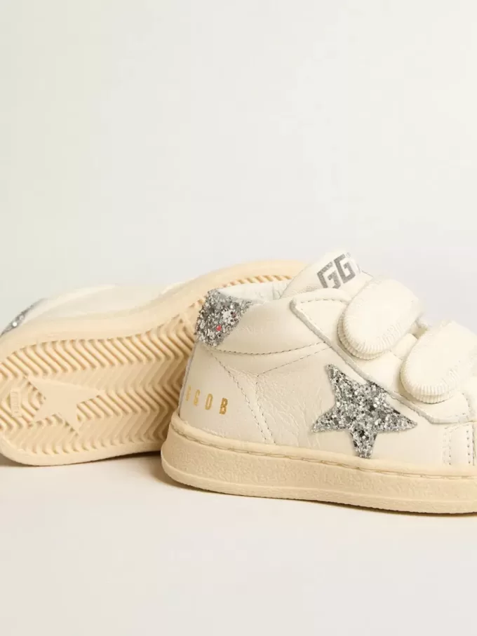June in pelle nappa con stella glitterata argento e linguetta sul tallone June in pelle nappa con stella glitterata argento e linguetta sul tallone