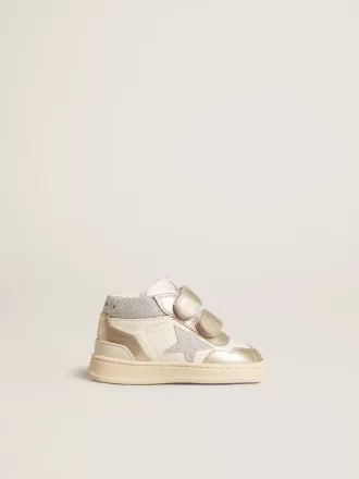 June Junior in nappa e inserti in pelle metallizzata con stella glitterata