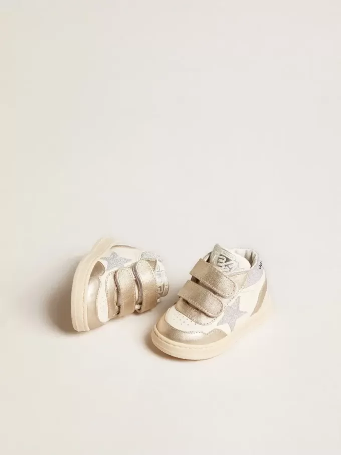 June Junior in nappa e inserti in pelle metallizzata con stella glitterata June Junior in nappa e inserti in pelle metallizzata con stella glitterata