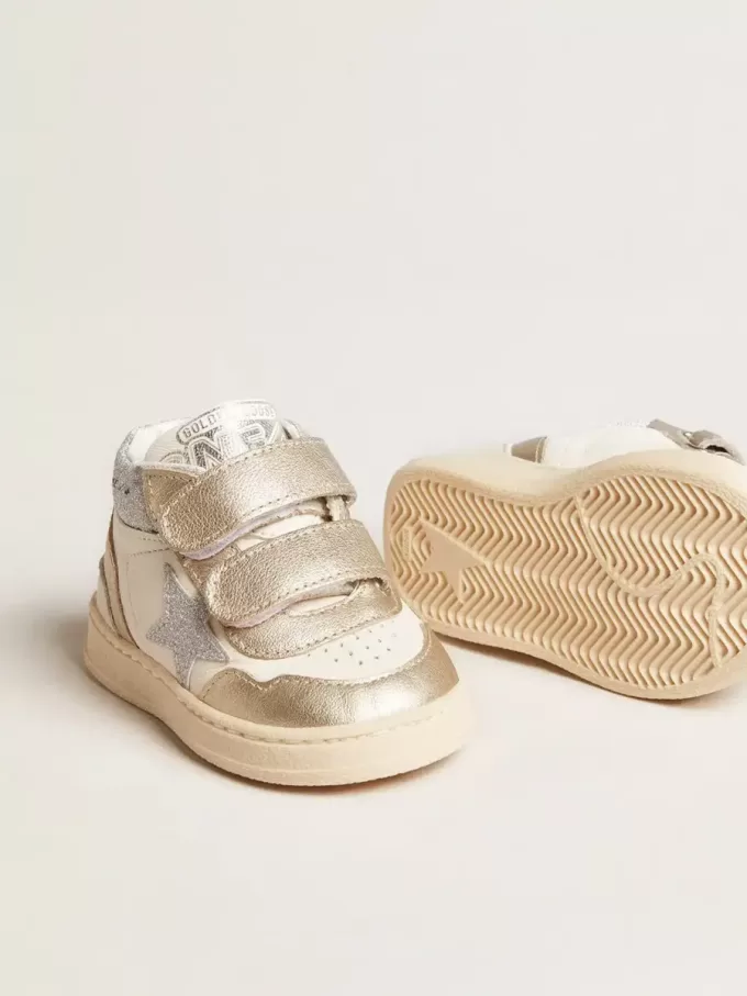 June Junior in nappa e inserti in pelle metallizzata con stella glitterata June Junior in nappa e inserti in pelle metallizzata con stella glitterata
