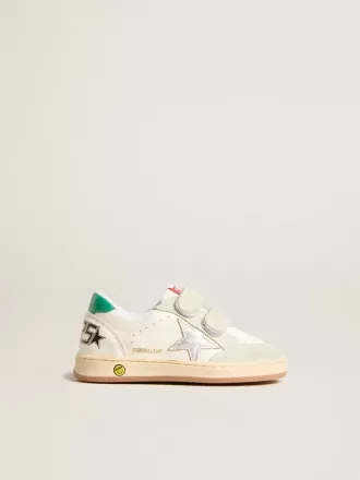 Junior Ball Star con stella argentata e linguetta sul tallone in pelle scamosciata verde