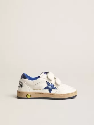 Junior Ball Star con stella e linguetta sul tallone in pelle blu metallizzata