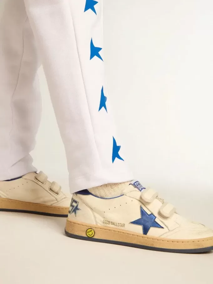 Junior Ball Star con stella e linguetta sul tallone in pelle blu metallizzata Junior Ball Star con stella e linguetta sul tallone in pelle blu metallizzata