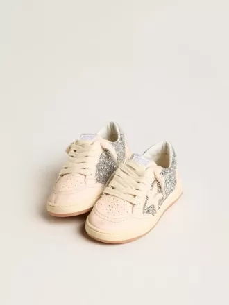 Junior Ball Star glitterate con tallone in pelle metallizzata argento Junior Ball Star glitterate con tallone in pelle metallizzata argento