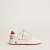 Junior Ball Star in pelle con stella color crema e linguetta sul tallone in pelle rossa Junior Ball Star in pelle con stella color crema e linguetta sul tallone in pelle rossa
