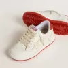 Junior Ball Star in pelle con stella color crema e linguetta sul tallone in pelle rossa Junior Ball Star in pelle con stella color crema e linguetta sul tallone in pelle rossa