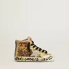 Junior Francy Penstar in paillettes dorate con stella in camoscio grigio ghiaccio