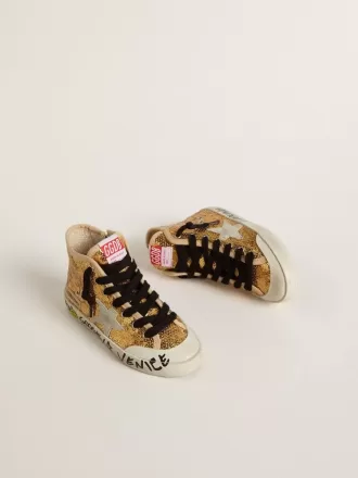 Junior Francy Penstar in paillettes dorate con stella in camoscio grigio ghiaccio