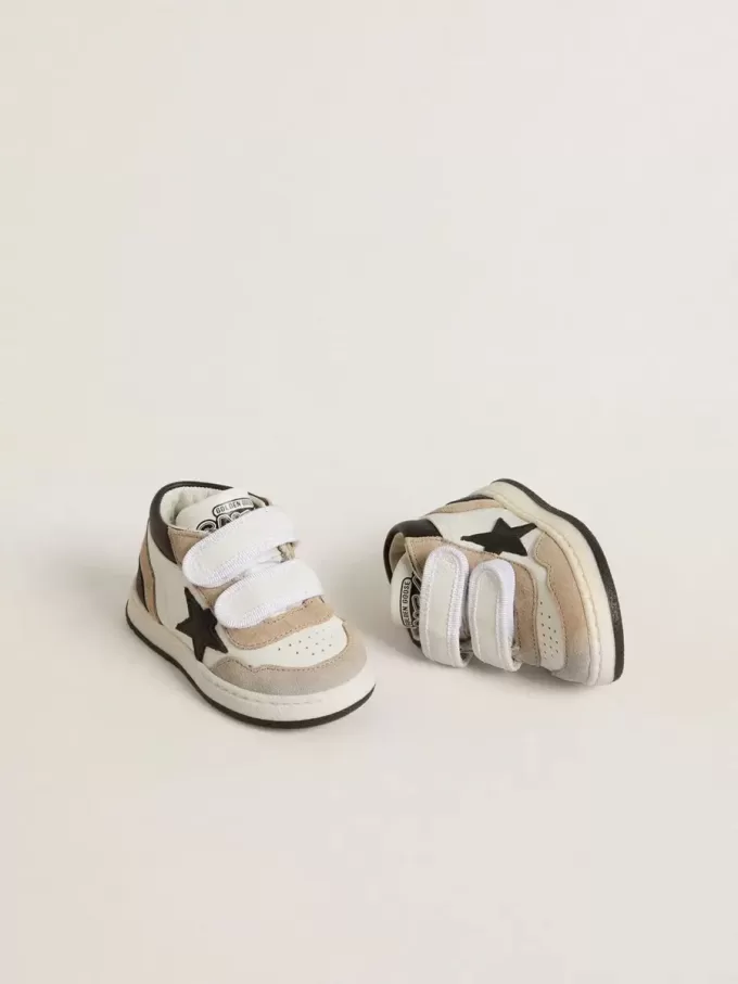 Junior June in nappa con inserti in pelle scamosciata e stella in pelle nera Junior June in nappa con inserti in pelle scamosciata e stella in pelle nera