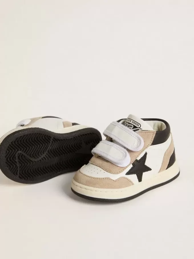 Junior June in nappa con inserti in pelle scamosciata e stella in pelle nera Junior June in nappa con inserti in pelle scamosciata e stella in pelle nera