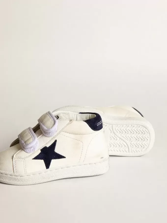 Junior June in nappa con stella e linguetta sul tallone in pelle scamosciata blu scuro Junior June in nappa con stella e linguetta sul tallone in pelle scamosciata blu scuro