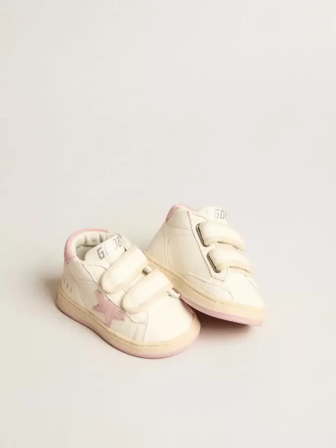 Junior June in nappa con stella e linguetta sul tallone in pelle scamosciata rosa antico