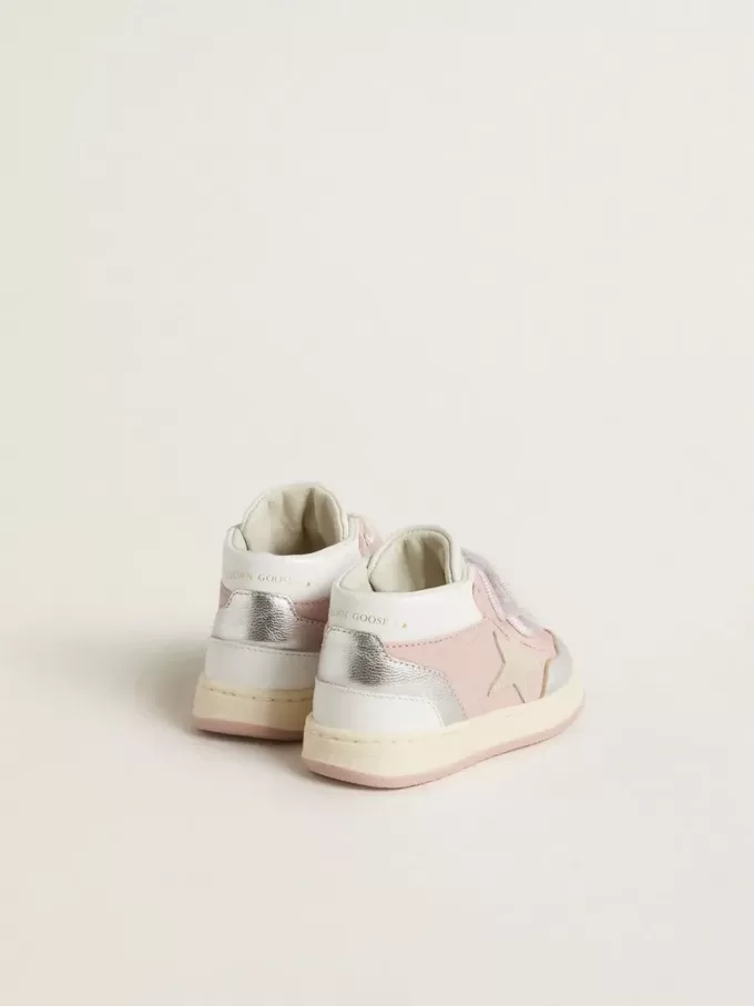 Junior June in pelle rosa con inserti in pelle metallizzata e stella in pelle scamosciata Junior June in pelle rosa con inserti in pelle metallizzata e stella in pelle scamosciata