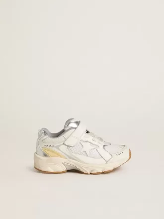 Junior Lightstar in pelle bianca e mesh con stella in pelle bianca