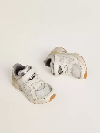 Junior Lightstar in pelle bianca e mesh con stella in pelle bianca