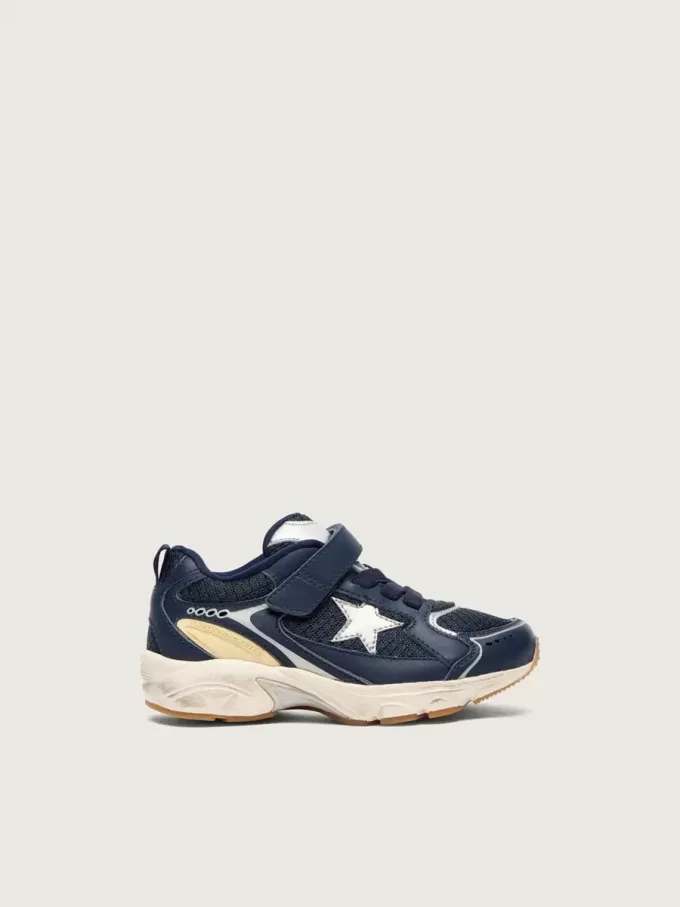 Junior Lightstar in pelle blu e mesh con stella in pelle grigia Junior Lightstar in pelle blu e mesh con stella in pelle grigia