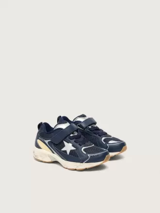 Junior Lightstar in pelle blu e mesh con stella in pelle grigia Junior Lightstar in pelle blu e mesh con stella in pelle grigia