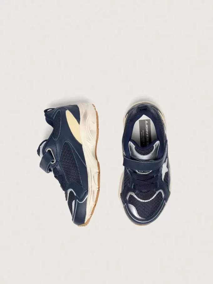 Junior Lightstar in pelle blu e mesh con stella in pelle grigia Junior Lightstar in pelle blu e mesh con stella in pelle grigia