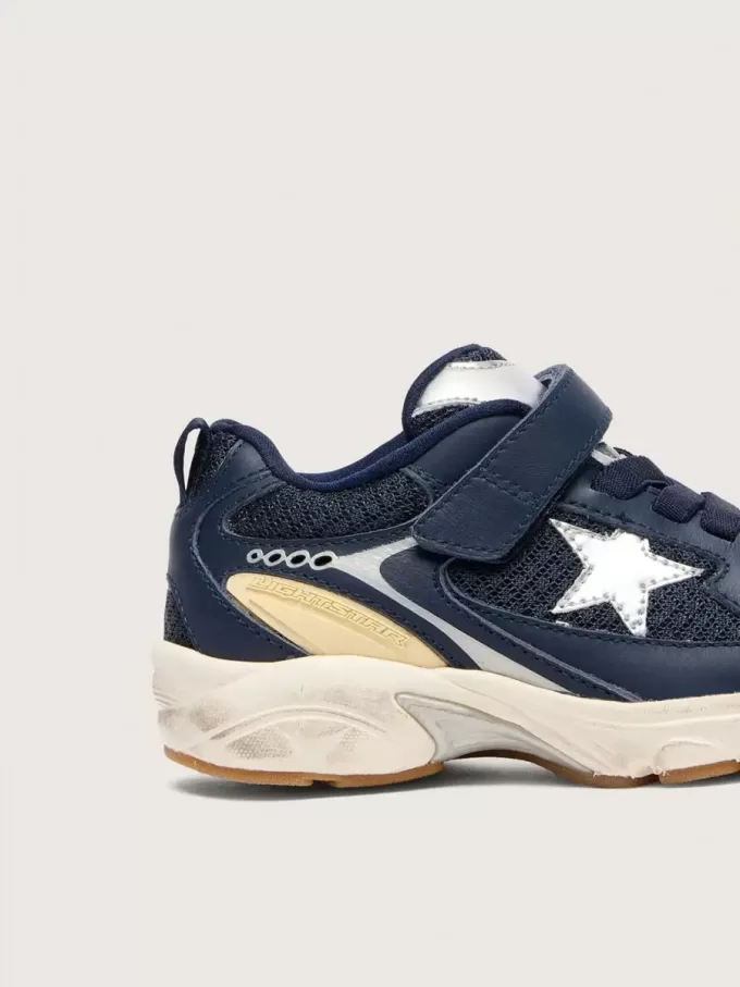 Junior Lightstar in pelle blu e mesh con stella in pelle grigia Junior Lightstar in pelle blu e mesh con stella in pelle grigia