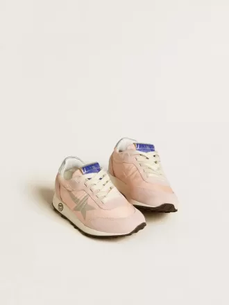 Junior Marathon in nylon rosa con stella stampata e linguetta in pelle sul tallone