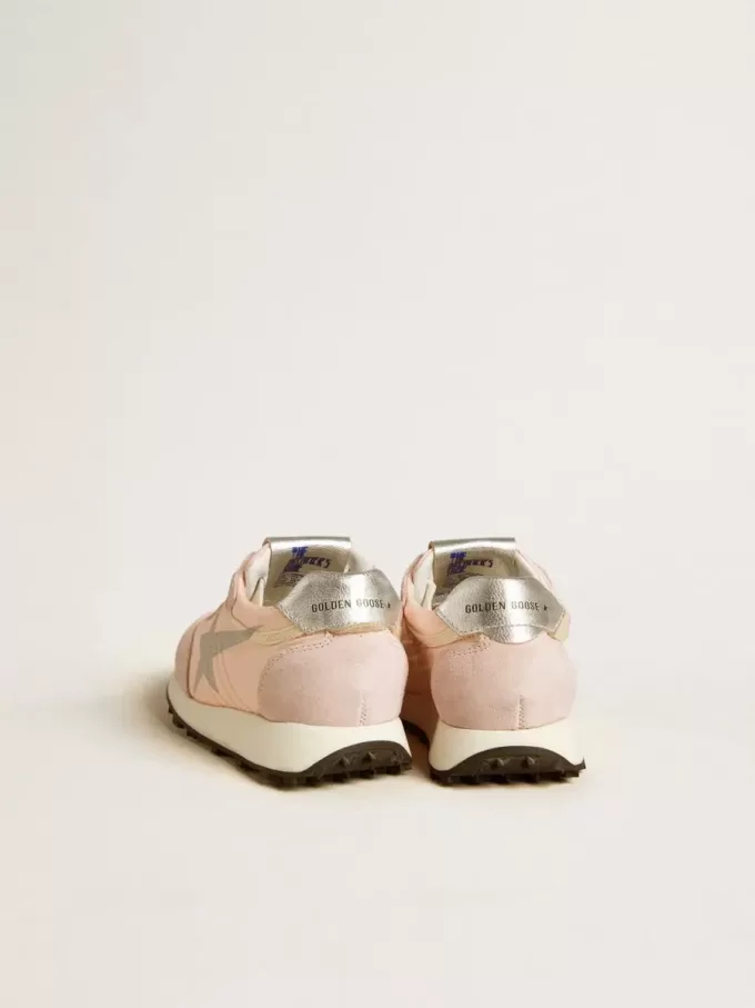 Junior Marathon in nylon rosa con stella stampata e linguetta in pelle sul tallone