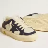 Junior May in pelle bianca e blu con stella e linguetta sul tallone in pelle