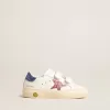 Junior May School in pelle con stella glitterata e linguetta sul tallone