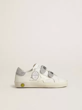 Junior Old School con linguetta sul tallone e cinturini in cristallo Swarovski argento