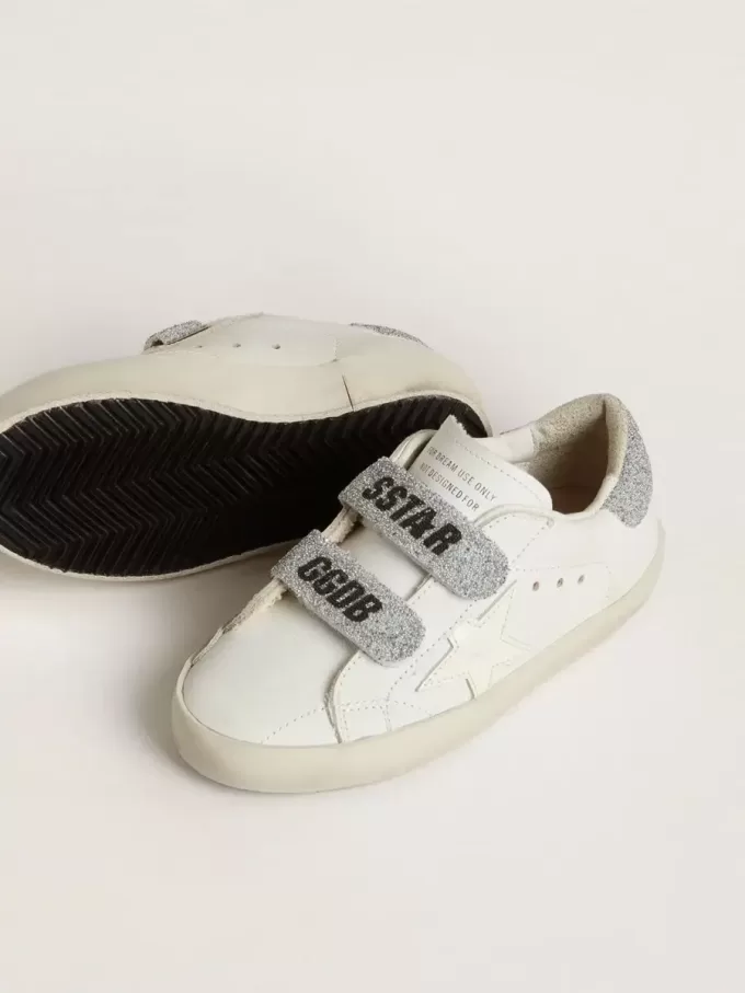 Junior Old School con linguetta sul tallone e cinturini in cristallo Swarovski argento