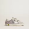 Junior Old School in argento e rosa glitterato con stella in pelle bianca