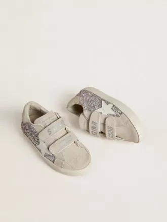 Junior Old School in argento e rosa glitterato con stella in pelle bianca