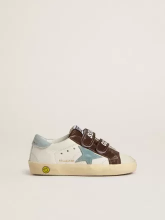 Junior Old School in nappa con stella in pelle scamosciata azzurra e inserti in pelle scamosciata marrone Junior Old School in nappa con stella in pelle scamosciata azzurra e inserti in pelle scamosciata marrone