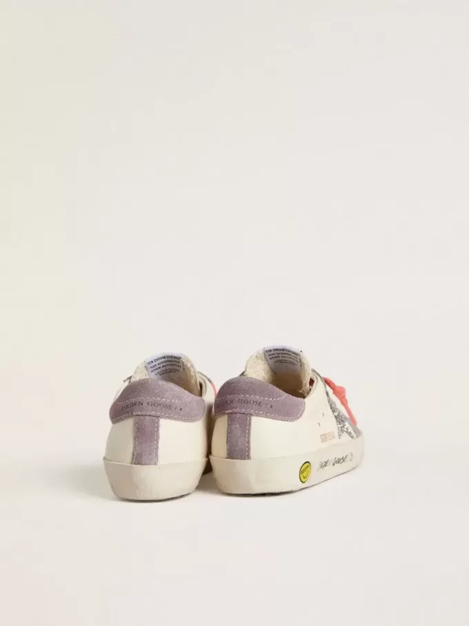 Junior Super-Star con stella glitterata argento e inserti in camoscio lilla Junior Super-Star con stella glitterata argento e inserti in camoscio lilla
