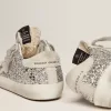 Junior Super-Star in glitter argento con stella in camoscio grigio ghiaccio