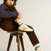 Junior Super-Star in pelle nappa con stella beige e linguetta blu sul tallone Junior Super-Star in pelle nappa con stella beige e linguetta blu sul tallone