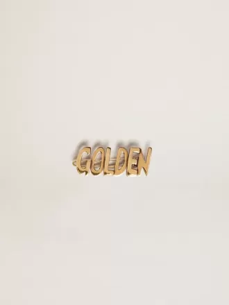 Lacciatura maschile con clip color oro antico e scritte dorate