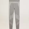 Leggings da donna grigio melange con cuciture miste Leggings da donna grigio melange con cuciture miste