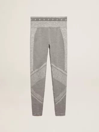Leggings da donna grigio melange con cuciture miste