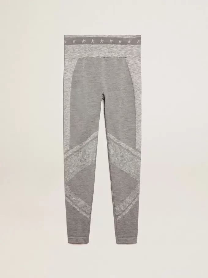 Leggings da donna grigio melange con cuciture miste Leggings da donna grigio melange con cuciture miste