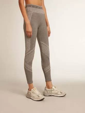 Leggings da donna grigio melange con cuciture miste