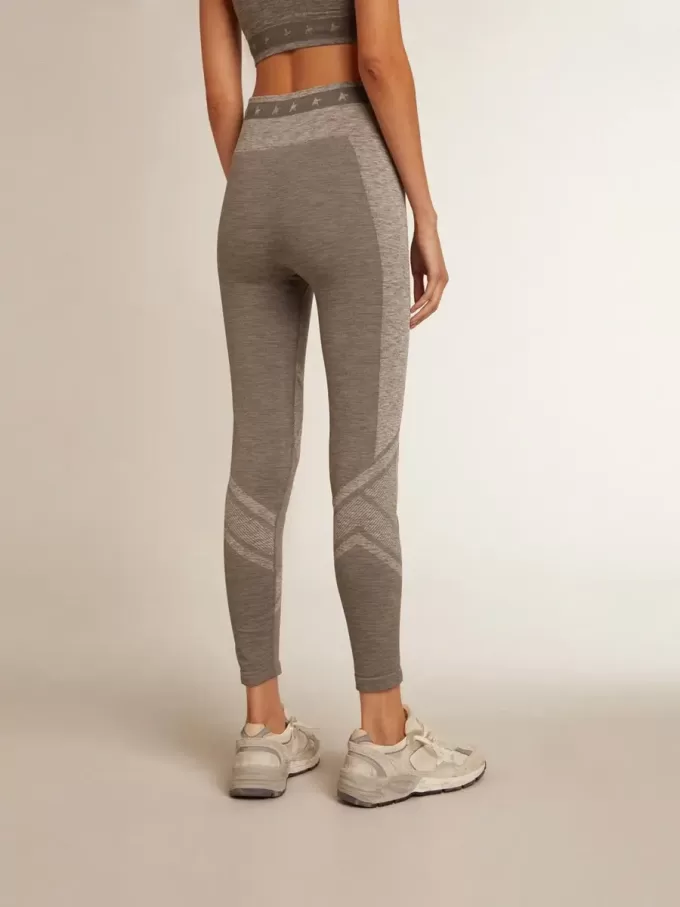 Leggings da donna grigio melange con cuciture miste Leggings da donna grigio melange con cuciture miste