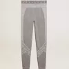 Leggings da donna grigio melange con cuciture miste Leggings da donna grigio melange con cuciture miste