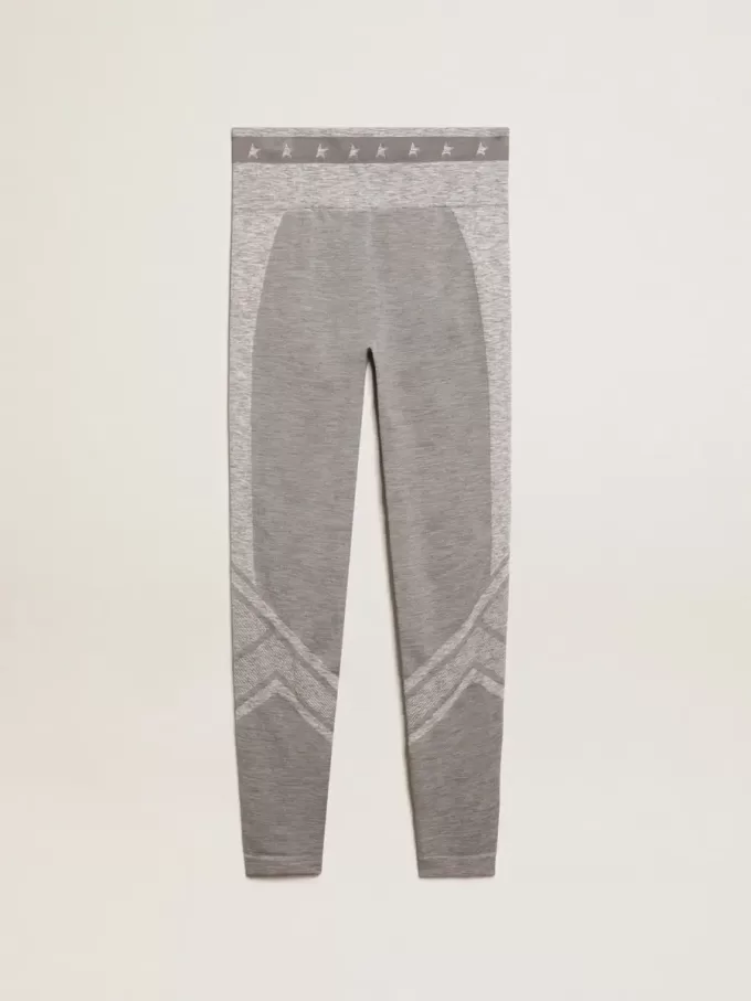 Leggings da donna grigio melange con cuciture miste Leggings da donna grigio melange con cuciture miste