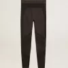 Leggings da donna neri con cuciture miste Leggings da donna neri con cuciture miste