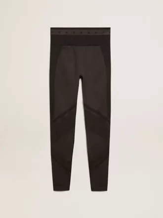 Leggings da donna neri con cuciture miste